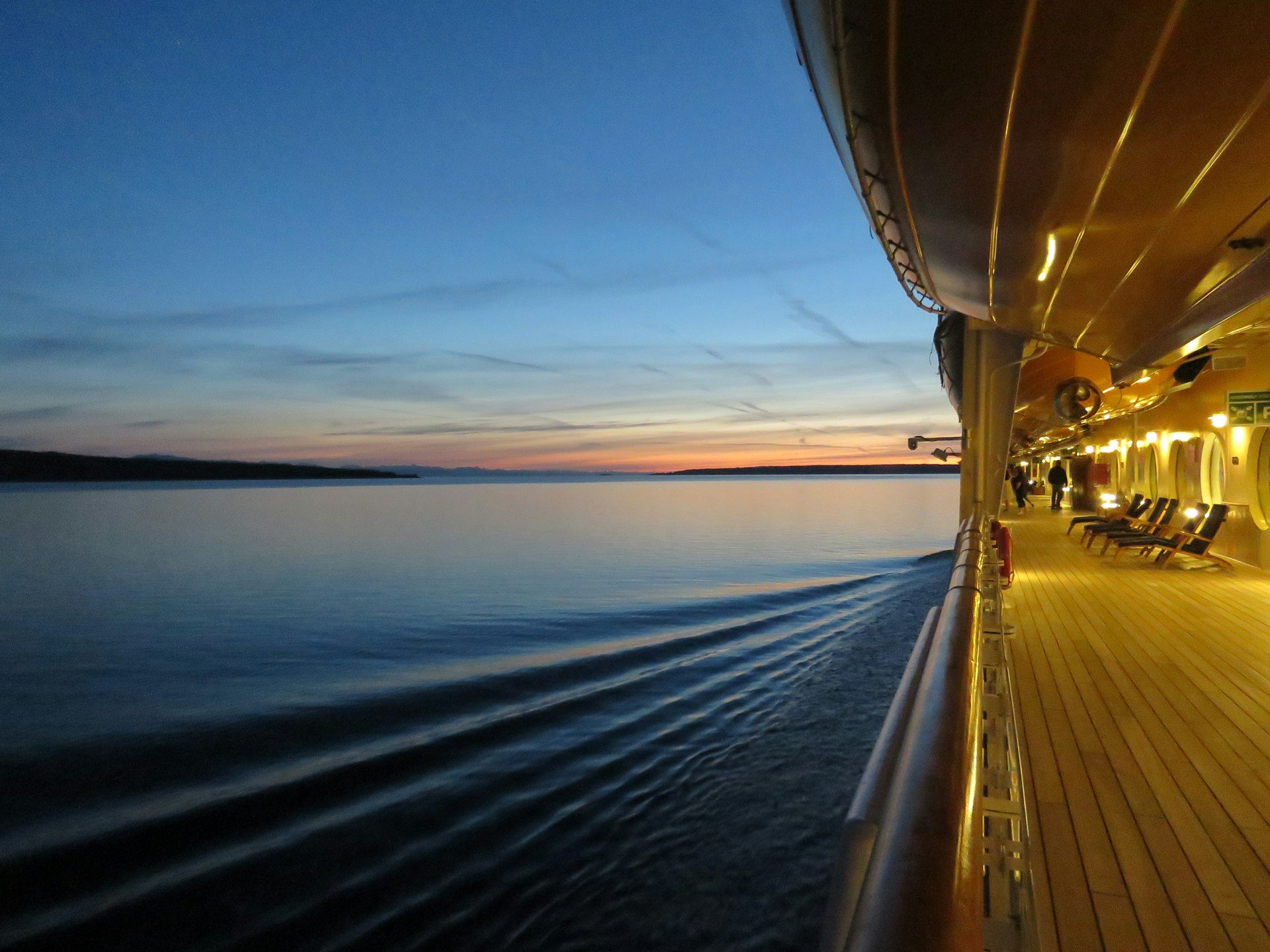 The deck rail at golden hour