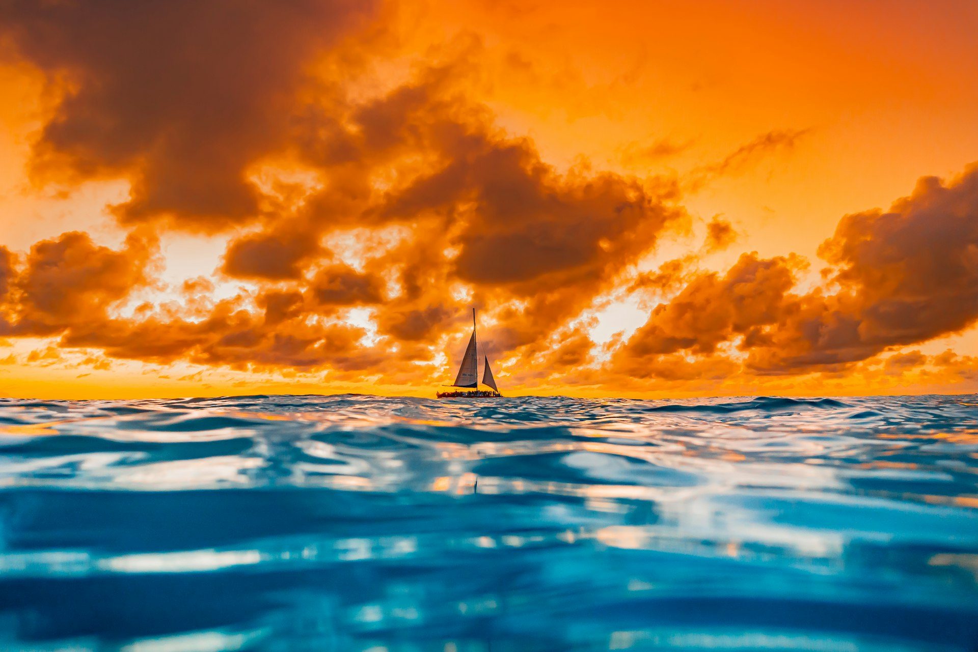 Sails against the evening sky