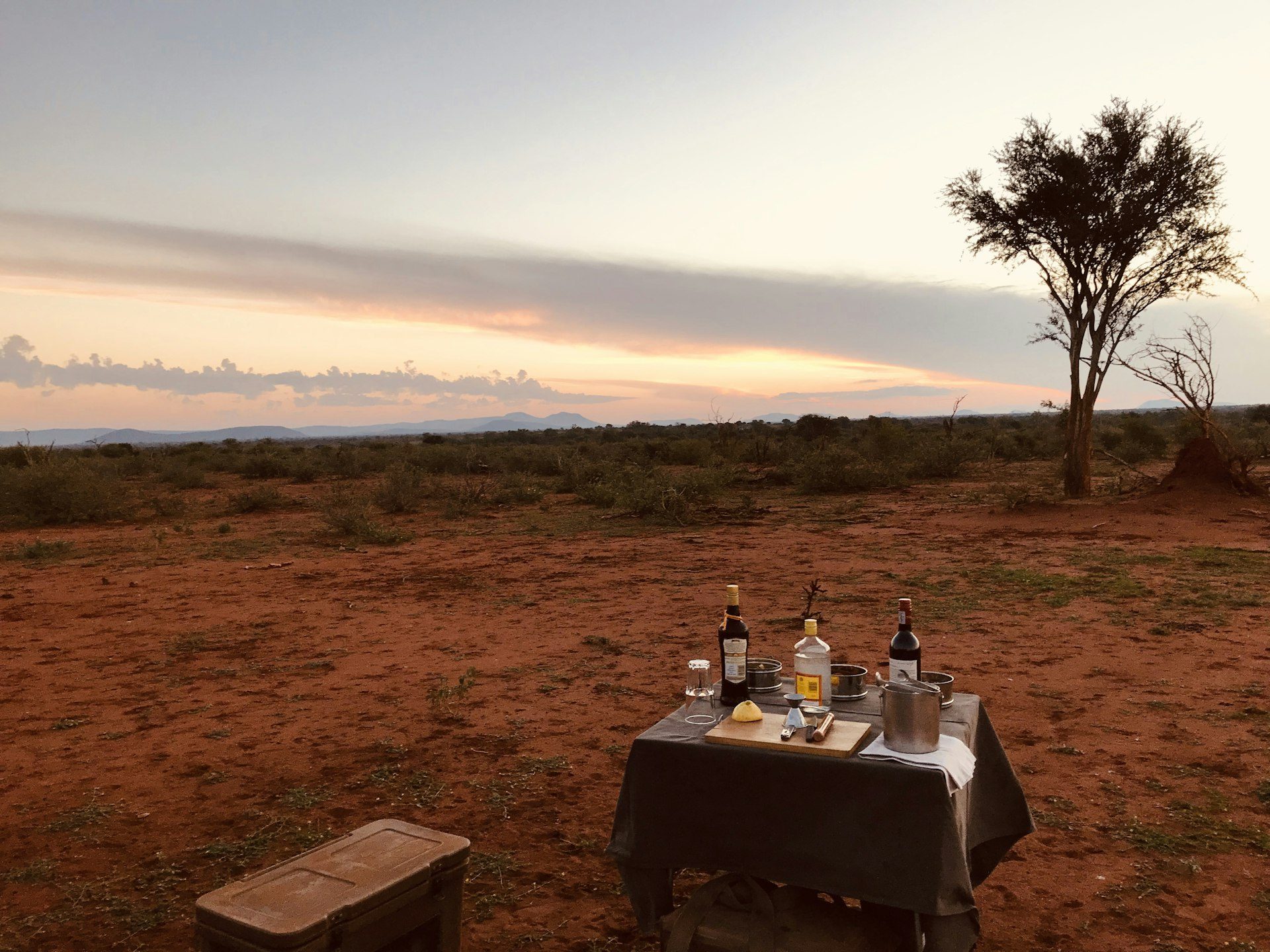A safari sundowner as the light goes gold