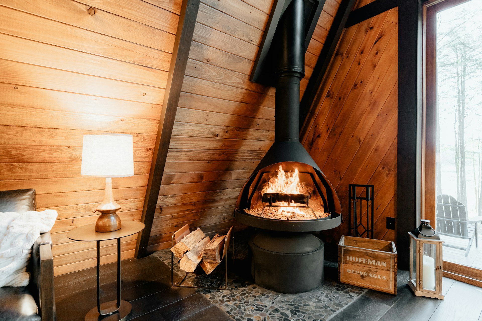 Firelight inside a chalet